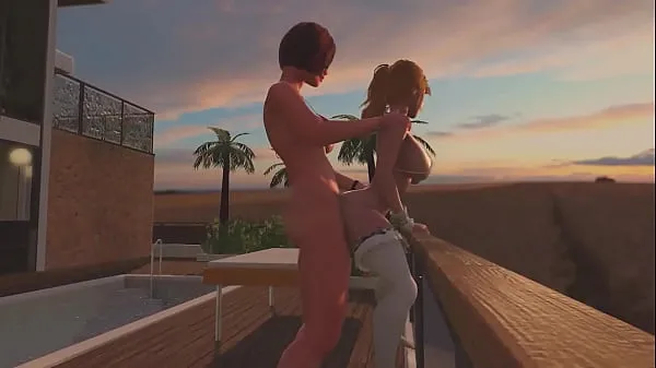 Grote Redhead Shemale fucks Blonde Tranny - Anal Sex, 3D Futanari Cartoon Porno On the Sunset clipsbuis