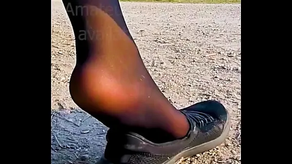 Big Shoeplay Dangling Dipping Nylons sneakers Feet footfetish clip video foot toe Girl slips out of her sweaty stinky shoes clips Tube