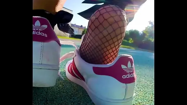 Big Shoeplay sweaty My Adidas Superstars totally sweaty and smelly Shoeplay, dangling, Dipping clips Tube