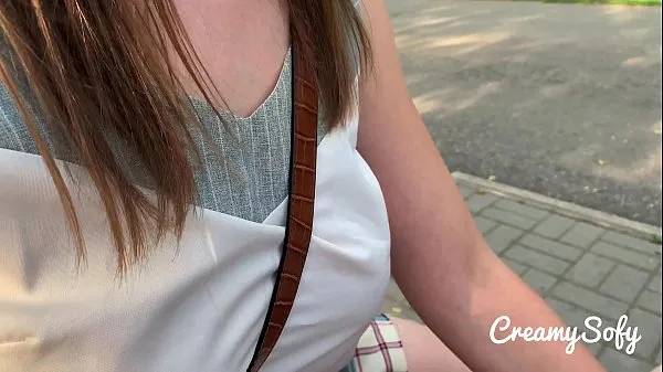 Big Surprise from my naughty girlfriend - mini skirt and daring public blowjob - CreamySofy clips Tube