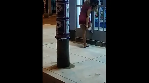 Big red dress upskirt on the street clips Tube