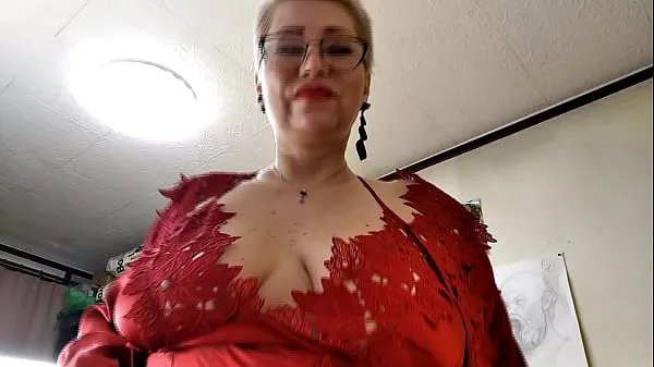 Veľké klipy (Mature Slut Goddess in red lingerie sucks cock and fucks leisurely... Hot footjob and many other) Tube