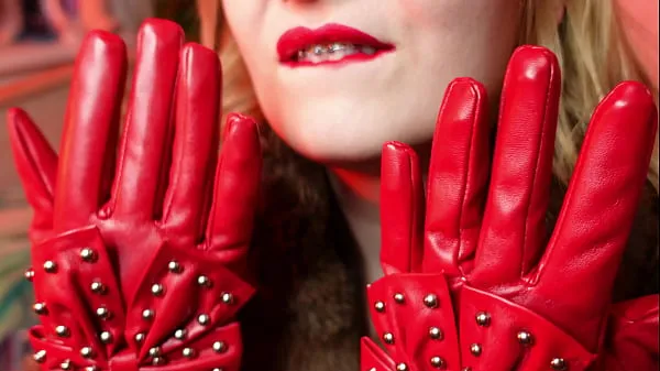 Big red gloves fetish.. and fur! model Arya (Arya Grander clips Tube